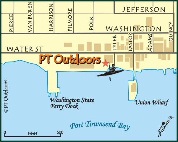 Map showing location of PT Outdoors in Port Townsend, WA